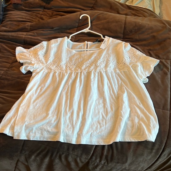 NWT J Crew Womens White Lace Mixed Media Top Size XL - Picture 3 of 5